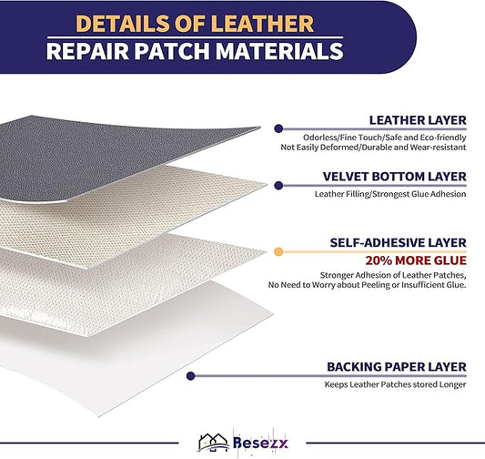Leather Repair Patch Tape Kit, Self Adhesive Leather Repair for Furniture, Couch, Sofa, Car Seats,Office Chair,Vinyl Repair Kit.60inx16in
