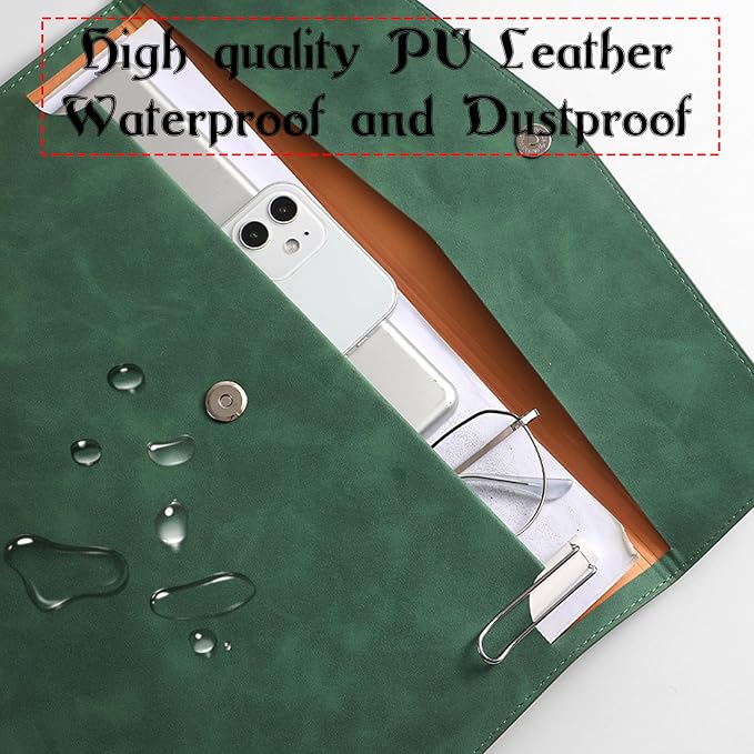 Customized A4 File Folder Expandable File Organizer,Personalized Name PU Leather Envelope Holder for Work、School、Home、Office (Black)