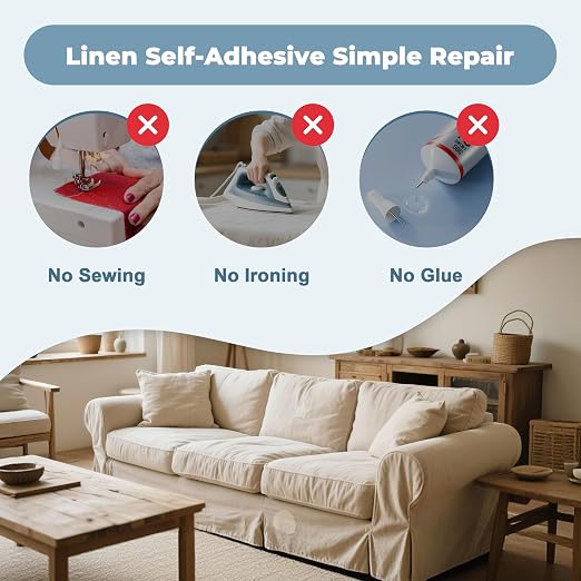 BESEZX Linen Fabric Repair Patch，3 PCS 9 * 11 Inch Self-Adhesive Couch Fabric Patch for Furniture, Sofa, Chair, Upholstery. (Coarse,Brown)