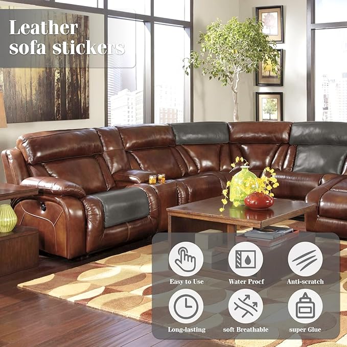 CHEIGHY Leather Repair Kit for Furniture - Advanced PU, Strong Self Adhesive Leather Repair Patch for Couch 17X79 inch Vinyl Repair Tape for Car Seat Upholstery Sofa Office Chair (Grey)