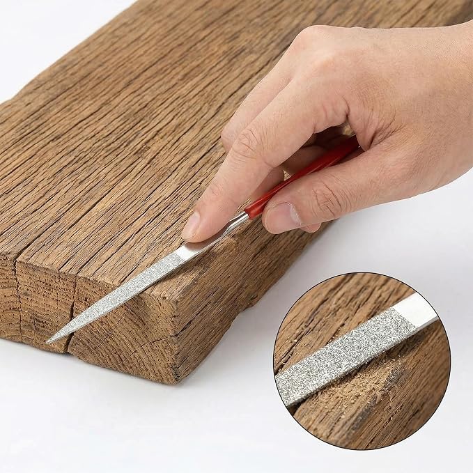 11 Pcs Mini Diamond Needle File Set Small Metal Riffler Files Jewelers File Precision Hand Tools with Leather Case for Glass Wood Stone Jewelry Plastic Carving Round Triangular Square Flat Shape