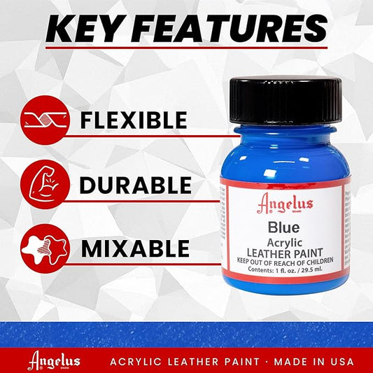 Angelus Acrylic Leather Paint for Shoes, Sneakers, Leather, Canvas, Furniture, and More - 1 fl oz, Blue