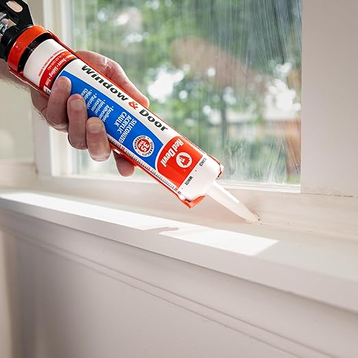 Red Devil 084620 Window & Door Silicon Acrylic Caulk, Almond Off-White, Waterproof, 10.1 oz, Pack of 1, Made in USA