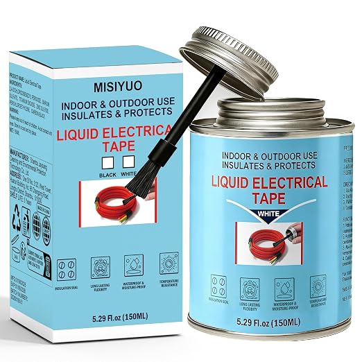 5.29 oz Liquid Electrical Tape – Quick-Drying Insulating Glue, Waterproof & High Temp Resistant, Liquid Wire Insulation Rubber with Brush Cap for Wires, Cables, Outdoor Equipment (White)