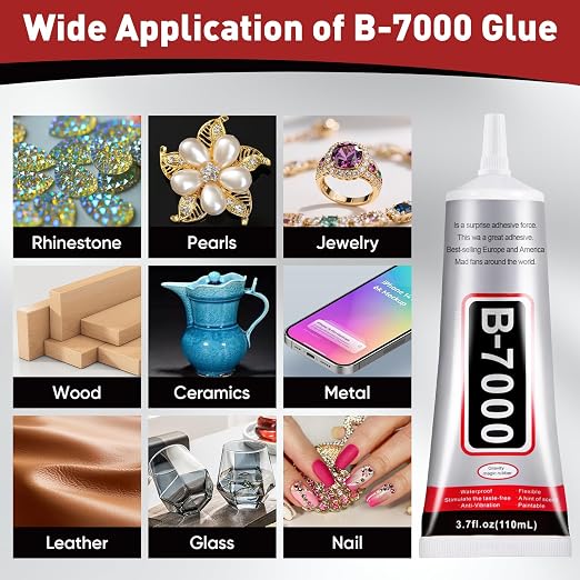 10 PCS 110ml B7000 Glue Clear with Precision Tip, Bedazzling Glue, Rhinestones Glue, Craft Glue, Jewelry Glue for Rhinestone Crafts Shoes Jewelry Making DIY Craft Makeup Nail Art Glass