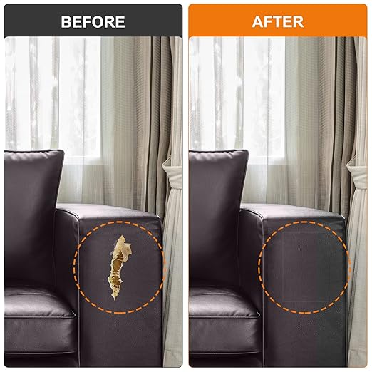 Cahomo Self-Adhesive Leather Repair Patches Tape for Couches - 8x11 inch, Vinyl & Leather Repair Kit for Furniture, Car Seats, Handbags, Jackets - Coffee