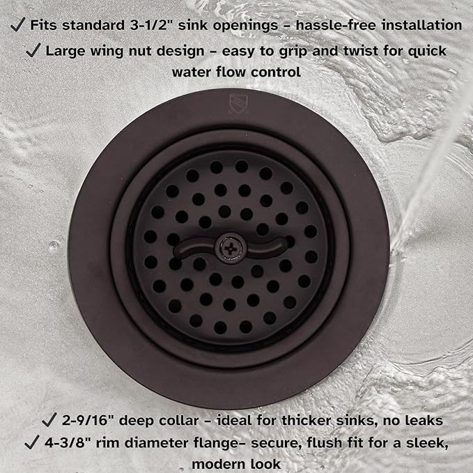 Westbrass Wing Nut Style Large Kitchen Sink Basket Strainer, 2 Pack, Oil Rubbed Bronze, D2135-12