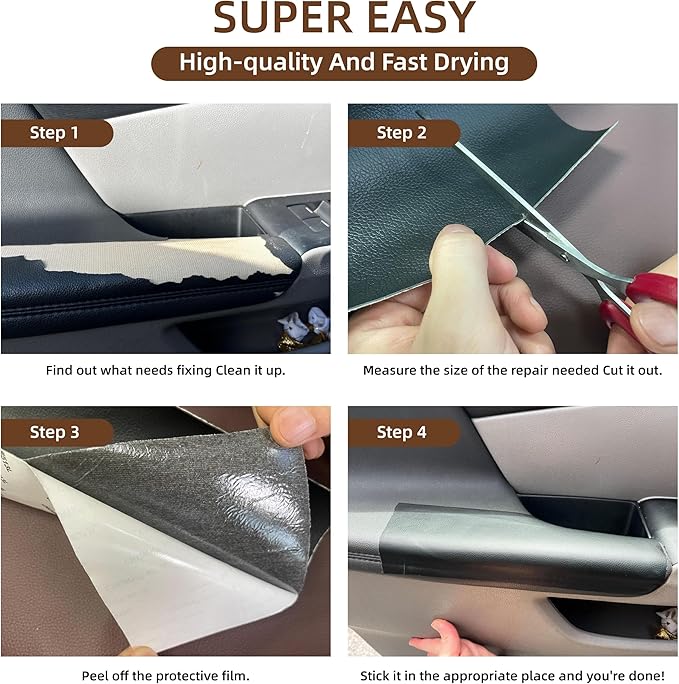 CHEIGHY Leather Repair Kit Self Adhesive Leather Repair Patch for Furniture 15.7X79 inch Vinyl Repair Kit for Couches Car Seats Sofa Office Chair Belt Jackets (Dark Grey)