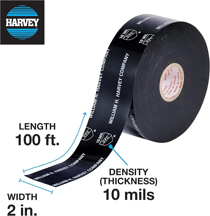 Harvey Black Pipe Wrap, 10 Mil.