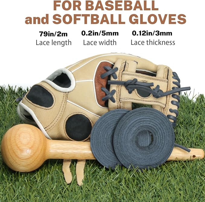 Softball Baseball Glove Lace, Mitt Lace Repair Kit Includes 2 Leather Laces and Lacing Needle for Catcher's Glove