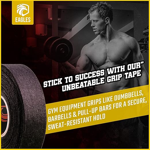 EAGLES Hockey Tape Multipurpose Cloth Tape Roll for Lacrosse Baseball & Softball Bats, Rackets, Pullup Bars, Gardening Tools, Easy Tear Over Grip - Multi Sport Handle Tape - Sports Gift (White)