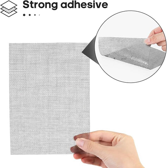 Secopad 5" x 7" Black/Grey Screen Repair Kit, 6 PCS Window Screen Patch Repair Tape for Mesh Window Door, Strong Adhesive Fiberglass Mesh Pacth Tape