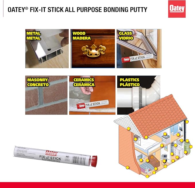 Oatey 31270 Fix-It Multi-Purpose Epoxy Putty, 4 Oz, Box, Beige, Sulfurous, Solid, Gray