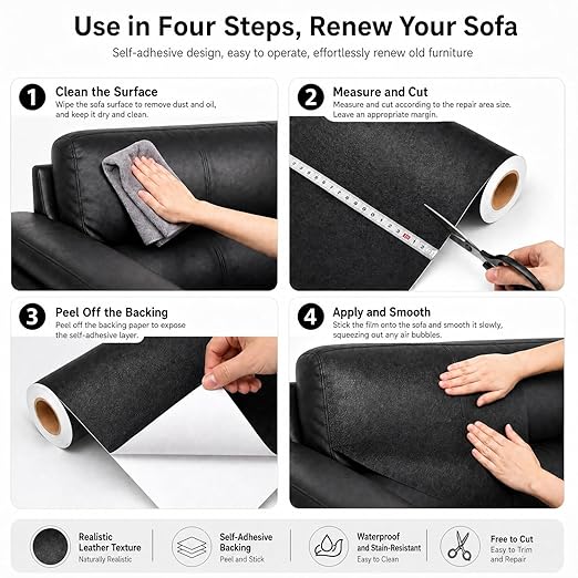 Leather Repair Patch, Leather Repair Tape, Repair Patch Self Adhesive Waterproof, Vinyl Repair Tape, for Couches, Car Seats, Chairs, Furniture (Beige, 24 x 54 Inch)