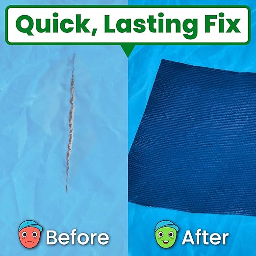 Awning Covers & Tarp Repair Tape - Waterproof Self Adhesive Patch Repair Kit | Patch Tapes for Awnings, Outdoor Canopies, Patio Window Awnings, Gazebos, Tents, RV, Canvas, Boat Covers (Blue, 5 Inch)