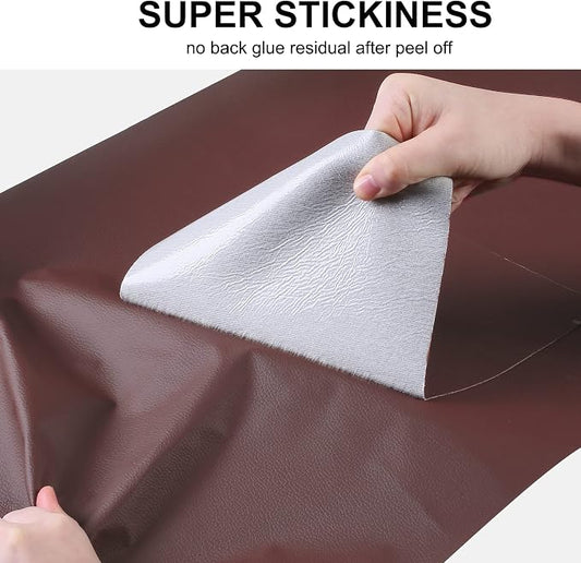 YAFLC Leather Repair Patch for Furniture, 4" x 63" Self Adhesive Leather Repair Kit Vinyl Repair Tape for Car Seat Sofa Jackets Couches Chair Dark Red