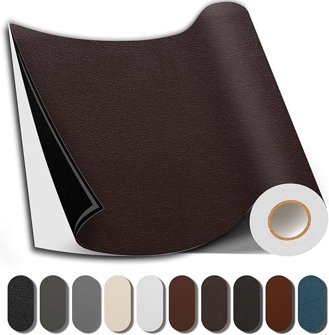 Leather Repair Patch, 17X237 Inch Repair Patch Self Adhesive Waterproof, DIY Large Vinyl Patches for Couches, Furniture, Kitchen Cabinets, Wall （Dark Brown, 17X237 Inch）