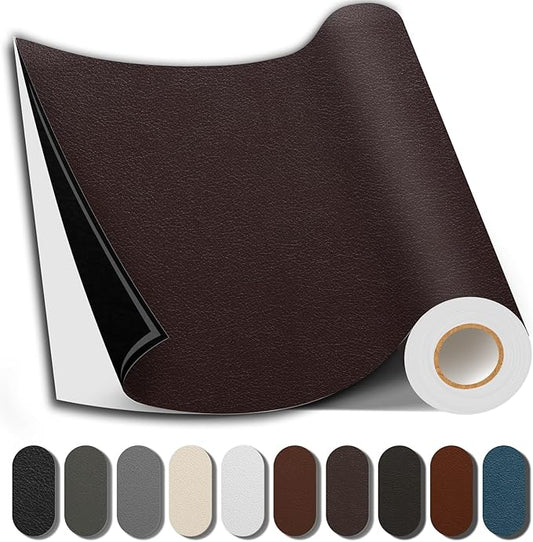 Leather Repair Patch, 17X237 Inch Repair Patch Self Adhesive Waterproof, DIY Large Vinyl Patches for Couches, Furniture, Kitchen Cabinets, Wall （Dark Brown, 17X237 Inch）