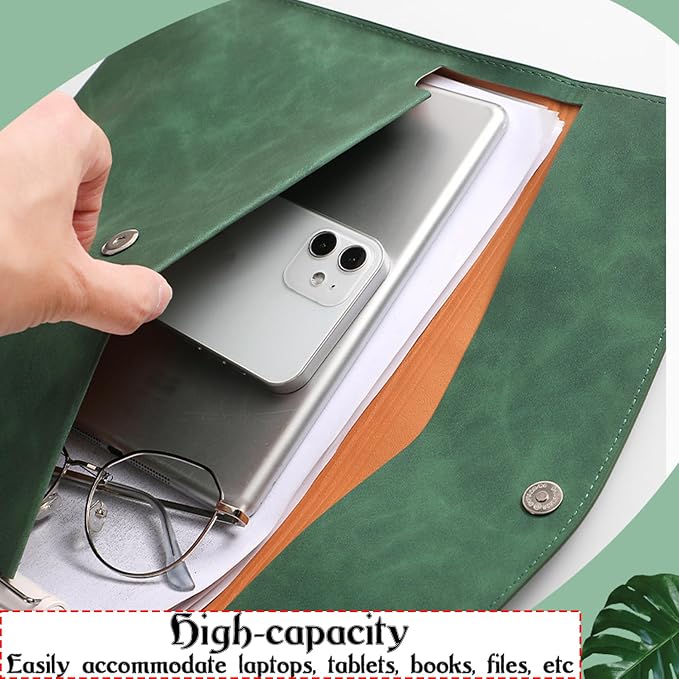 Customized A4 File Folder Expandable File Organizer,Personalized Name PU Leather Envelope Holder for Work、School、Home、Office (Red)