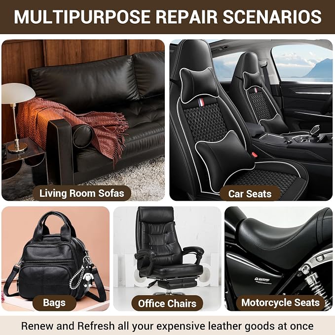 Self Adhesive Leather Repair Patch, Leather Patches for Furniture, Leather Repair Tape for Couch Sofa Car Seat Chair Furniture Repair, Leather Repair Kit (Black-Litchi Grain, 3.5X60 Inch)