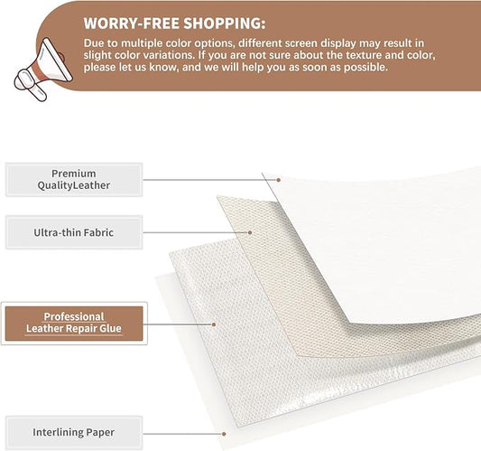 ONine Leather Repair Patch, Self-Adhesive Couch Patch, Multicolor Available Scratch Leather 16X60 Inch Peel and Stick for Sofas (Pearl White)