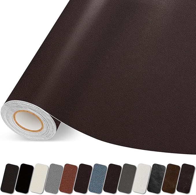 Leather Repair Patch, 17X79 Inch Self Adhesive Leather Repair Tape, Large Vinyl Patch Kit for Couches, Sofa, Furniture, Car Seats, Office Chairs, Cabinets, Handbags（Dark Brown, 17X79 Inch）