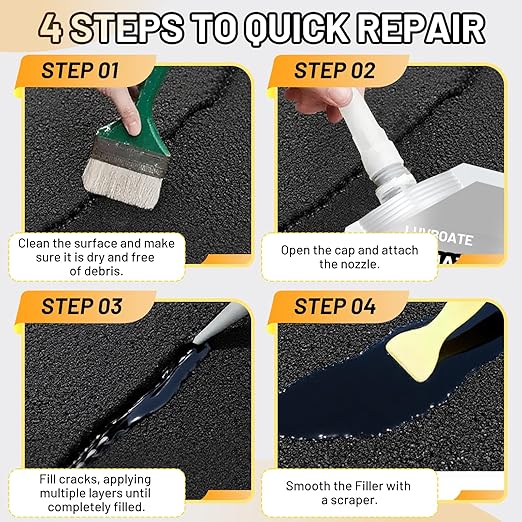 Asphalt Crack Filler, 9LB High Elasticity Asphalt Driveway Crack Filler, Self Leveling Waterproof Repair Sealant for Walkway, Road, Blacktop Concrete Joint, Indoor & Outdoor - Black (148.2oz)