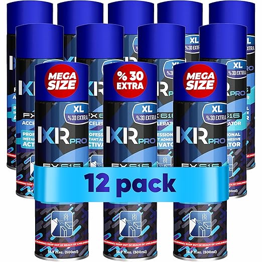 ixirpro CA Glue Activator Spray (12x16.9 oz) – Super Glue Accelerator for Instant Bonding | Fast-Drying Cyanoacrylate Activator for Woodworking, Plastic, Metal, 3D Printing, Guitar, DIY, and Repairs