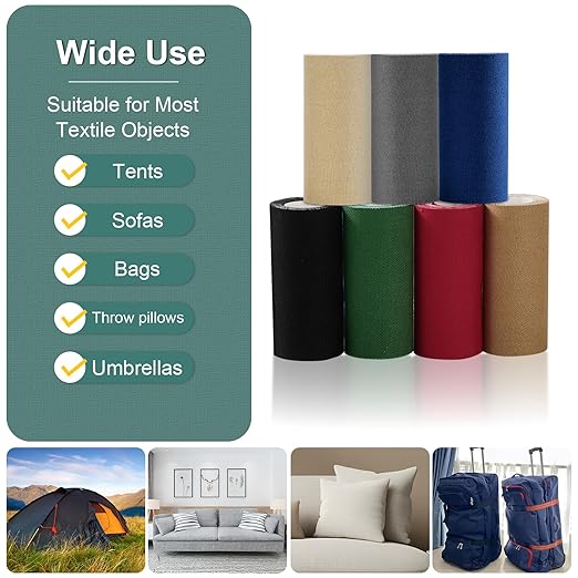 Linen Canvas Repair Tape, 4×63 Inches Gray Waterproof Self-Adhesive Patch for Outdoor Gear, Durable Fabric Tape for Boat Covers,Couch,Tents, Sofas, Sun Shades, Awnings, and Lounge Chairs