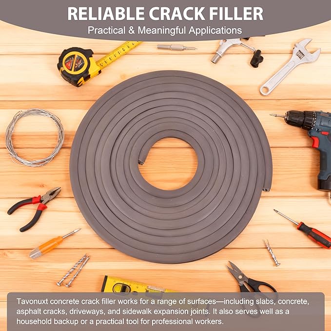 Flexible EPDM Rubber Strip (100 ft Long x 1/2 inch Wide) - Concrete Crack Repair & Replacement, Weather & Aging Resistant Expansion Joint Filler for Driveways, Sidewalks