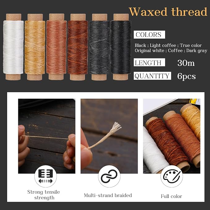 QMNNMA 40pcs Sewing Awl Kit with Bag, Portable Awl Tool Stitching with Instructions, Speedy Stitcher Sewing Awl Kit for DIY Leather Sewing Repair Craft