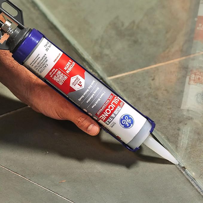 GE Tub and Tile Silicone Caulk for Kitchen and Bathroom -100% Waterproof Silicone Paste, Excellent Flexibility, Shrink and Crack Resistant - 10oz Cartridge, Clear, Pack of 12