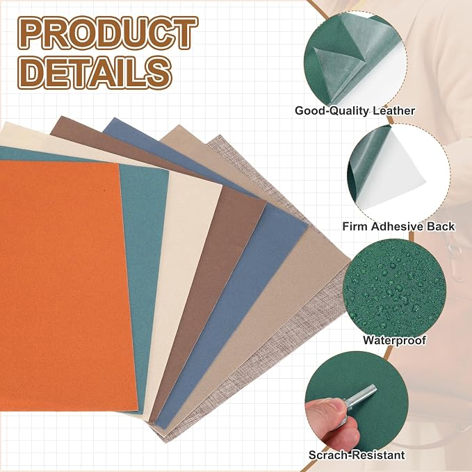 MECCANIXITY 2 Pcs Leather Repair Patch 8"x10" Self-Adhesive Leather Vinyl Repair Tape Kit for Furniture Couches Sofa Chair Car Boat Seats Jackets, Green