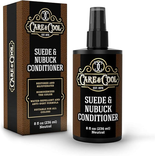 Care & Cool Suede and Nubuck Conditioner, Renovator, and Protector (8 Fl Oz). Your Best Choice for Waterproofing and Rejuvenating The Delicate Structure Against The Elements and Abrasive Impurities.