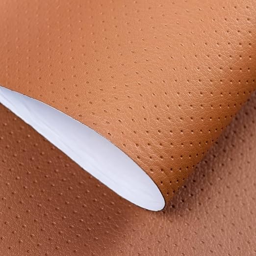 JuCheng Breathable Perforated Self-Adhesive Leather Repair Patch for Furniture, Couches, Car Seats, Office Chairs Faux Leather & Vinyl Repair Kit (Light Brown, 20x120inch)