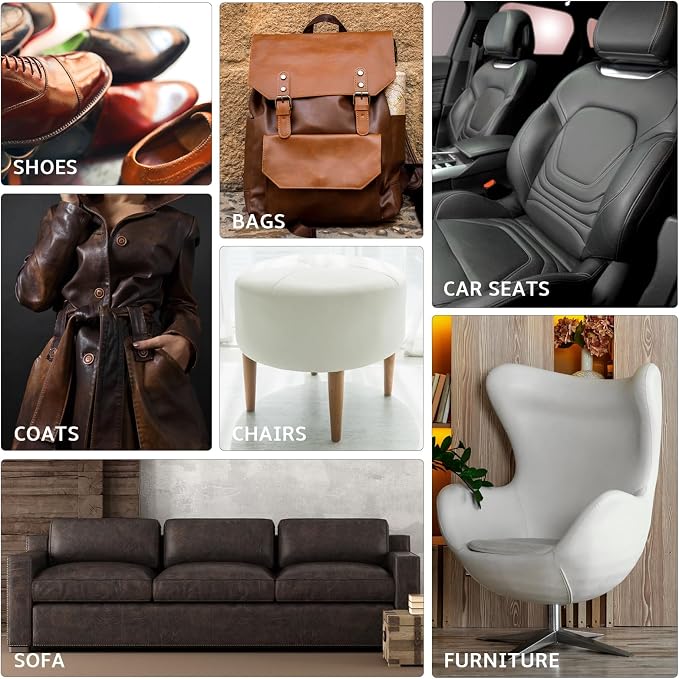 Brown Leather Repair Kit for Furniture, Leather Couch Repair Kit for Car Interior, Car Seats, Sofa, Jacket and Purse, Vinyl Repair Kit with Color Matching Guide, Restores Artificial, Genuine Pleather