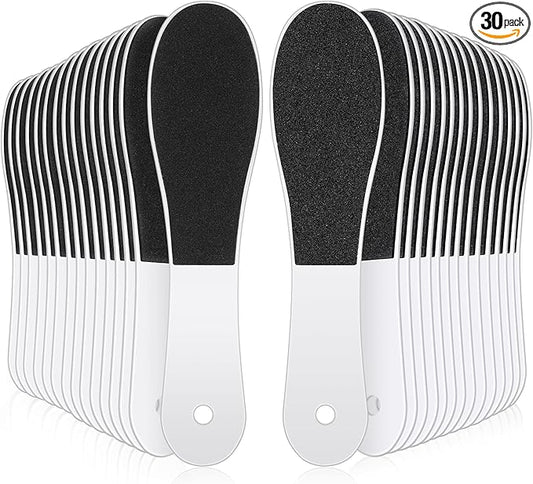 Lothee 30 Pack Foot File Foot Callus Remover Double Sided Professional Sandpaper Pedicure Tool Feet Scrubber Sander Feet Rasp for Dead Skin Cracked Heel Women Manicure Beauty Spa, 100/180 Grit, White