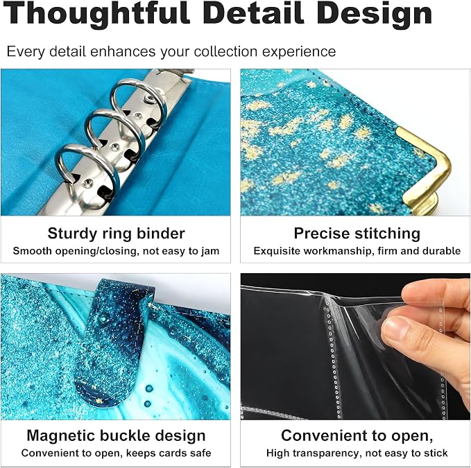 Convend A5 Kpop Photocard Binder,6 Ring Refillable Binder Album with 240 Card Slots,PU Leather Cover,Magnetic Closure for K-pop Photocards,Trading Cards,Game Cards,Marble Blue