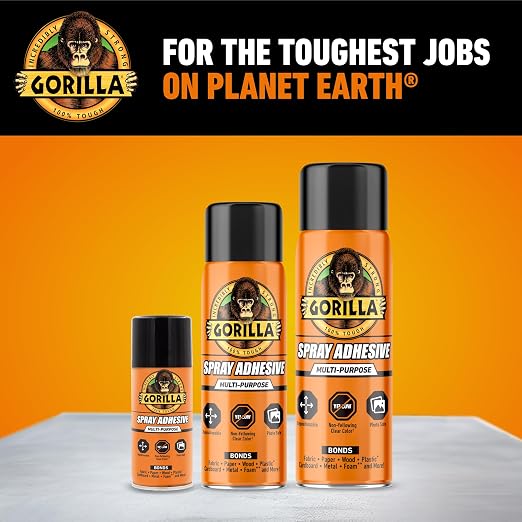 Gorilla Heavy Duty Spray Adhesive, Clear Glue, 14 Ounce (Pack of 12) - All Purpose with Comfort Nozzle for Indoor or Outdoor