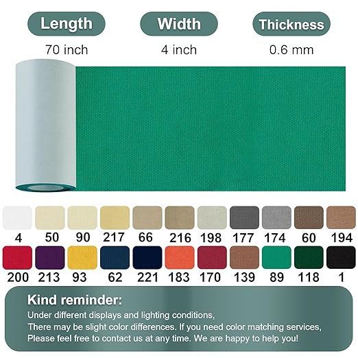 Linen Canvas Repair Tape, 4×63 Inches Green Waterproof Self-Adhesive Patch for Outdoor Gear, Durable Fabric Tape for Boat Covers, Tents, Couch, Sofas, Sun Shades, Awnings, and Lounge Chairs