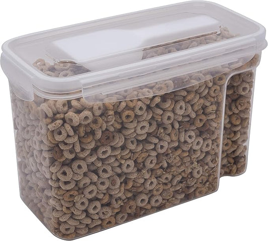 Kitchen Details Cereal Container with Scooper | Medium | Airtight | Food Tin | Keeps Fresh | Kitchen & Pantry Storage Organizers | Clear