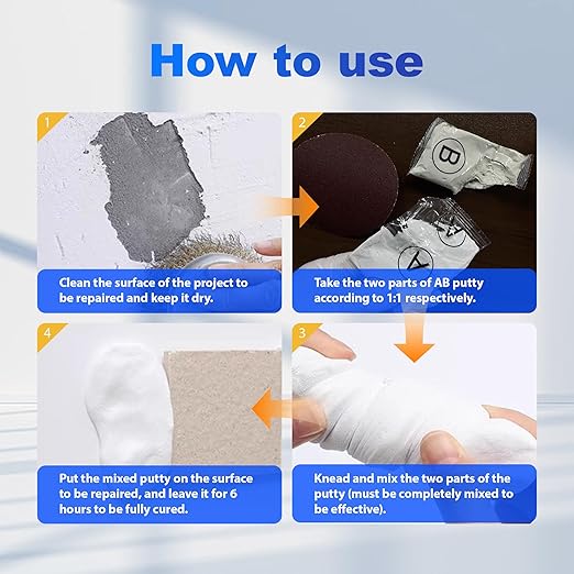 Vicrpicme Epoxy Putty,Mud Iron Glue Repair of Metal, Plastic, Wood, Swimming Pools, Downpipes, Ceramic Tiles, Ceramics, Sculpture, High-Strength Adhesive Crack Filling Putty(White 200g)