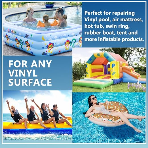Air Mattress Patch Kit, Heavy Duty Inflatable Repair Kit for Air Mattress, Bounce House, Inflatable Toys, PVC Boat, Tent, Swimming Ring, UV- Resistant Waterproof TPU Pool Repair Glue, Heavy Duty