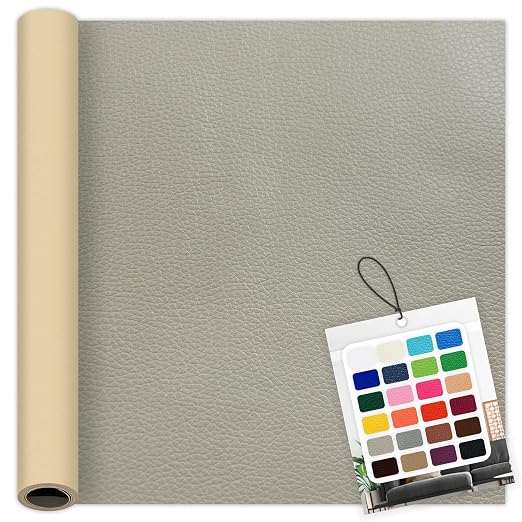 Gray Leather Repair Patch, 39.3 x 19.6 Inch Self Adhesive Leather Repair Tape, Large Vinyl Leather Repair Kit for Furniture, Car Seats, Sofats, Couch, Office Chair