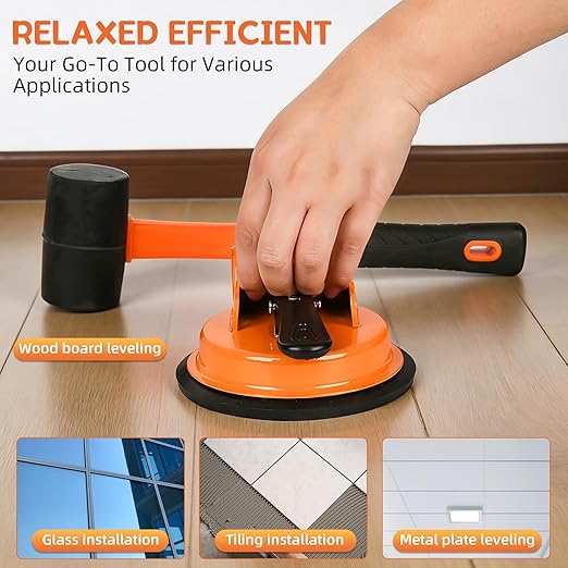 Floor Gap Repair Tool,Equipped with 6 Adhesive Pads and 3 Cushion Pads,Suitable for Surface Smoothing of Vinyl,Wood, Tiles,Tile and Laminate Flooring (Floor Gap Fixer Tool+Hammer)