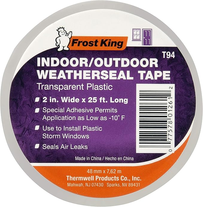 Frost King Clear T94H Plastic Weather-Seal Tape 2-Inch by 25-Feet, 2" X ft, Foot