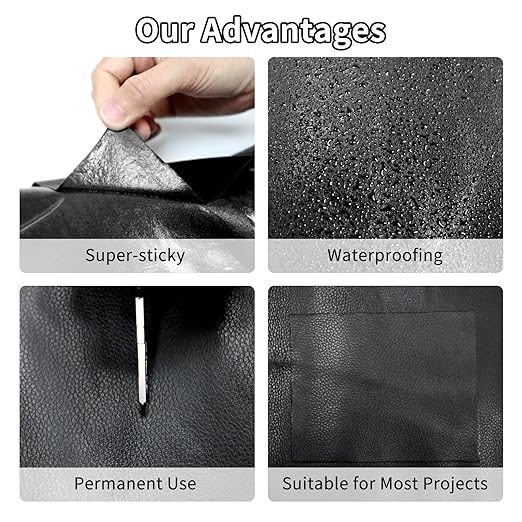 BSZHTECH Leather Repair Tape Self-Adhesive Leather Repair Patch for Couch Furniture Sofas Car Seats Advanced PU Vinyl Leather Repair Kit (Black, 17X79 inch)