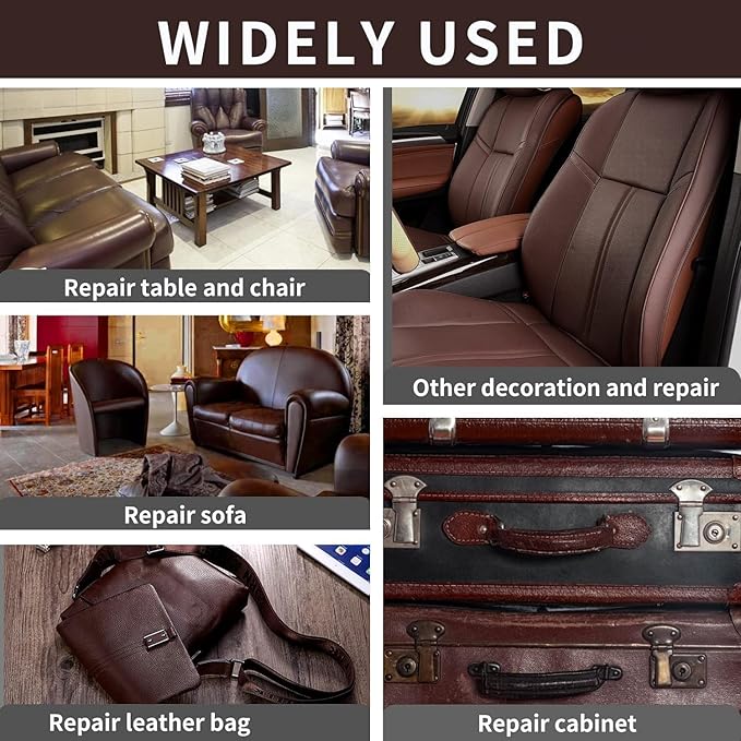 Lifeshoon Leather Repair Patch, 17X158 Inch Self Adhesive Leather Repair, Large Vinyl Patch Tape for Couches, Furniture, Car Seats, Cabinets, Wall, Handbags （Brown, 17X158 Inch）