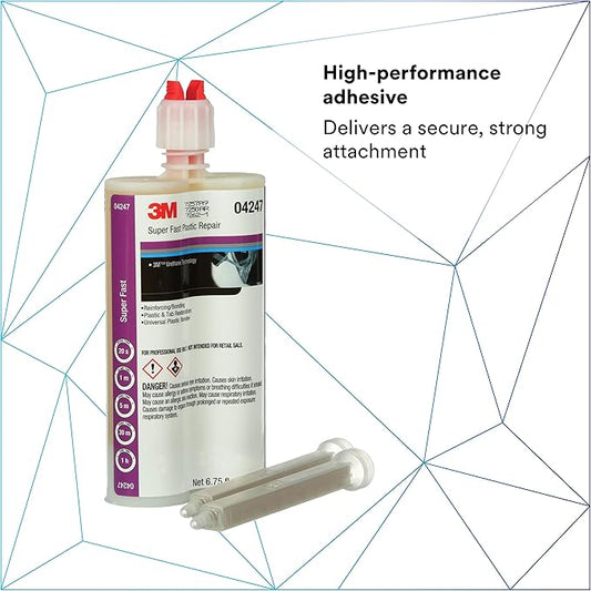 3M Super Fast Plastic Repair Adhesive, 04248, Black, 200 mL Cartridge, Plastic and Tab Restoration