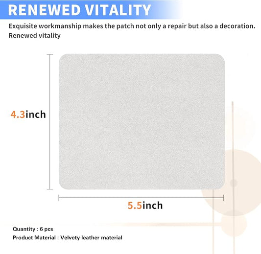 Azobur Sofa Repair Patch, 6 Piece Microfiber Patches, Self Adhesive Fabric Patch, Luxurious Look, Quick Fix Sofa (Light Grey)